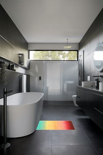 Lahome Modern Ombre Small Rug- 2x3 Entryway Rug Ultra-Thin Soft Washable Bathroom Rugs Gradient Non Slip Indoor Door Mat Non-Shedding Rainbow Throw Carpet Colorful Rug for Kitchen Bedroom Entry in Black Modern Bathroom