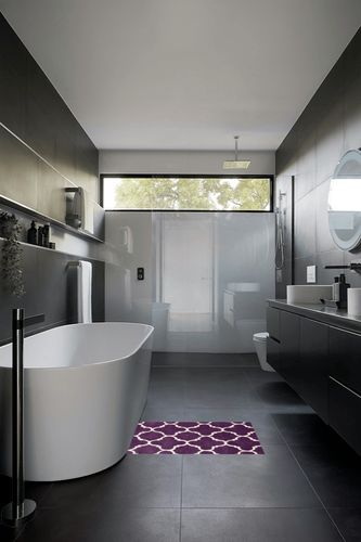 SAFAVIEH Chatham Collection Accent Rug - 2' x 3', Purple & Ivory, Handmade Quatrefoil Trellis Wool, Ideal for High Traffic Areas in Entryway, Living Room, Bedroom (CHT717F) in Black Modern Bathroom