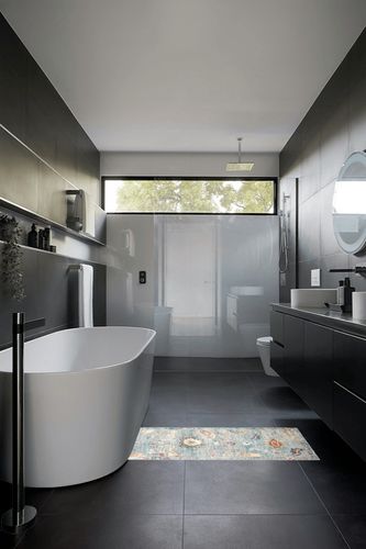 Loloi II Margot Collection MAT-06 Denim/Multi 2'-0" x 5'-0" Accent Rug feat. CloudPile in Black Modern Bathroom