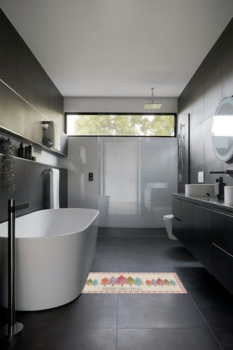 Hallway Runner Rug,Merry Christmas Tree Vintage Pink Plaid Non Slip Water Absorbent Rug Indoor Entrance Floor Mat Runner for Home Garage Kitchen Laundry 18x47.2in in Black Modern Bathroom