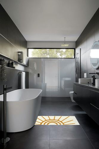 OJIA Boho Kitchen Rug 2'X4.3', Cotton Tufted Washable Runner Rug Hand-Woven Accent Throw Rugs Bathroom Rugs, Farmhouse Runner Rugs with Tassel Floor Carpet for Laundry Room/Hallway/Bedroom in Black Modern Bathroom