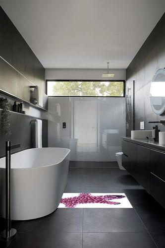 Leopard Print Rug Faux Animal Printed Cowhide Skin Rug Cheetah Area Rugs Carpet Cute Leopard Rugs for Playroom Livingroom, 43.2in L x 28.8in W / 2.4 x3.6 Feet (Pink) in Black Modern Bathroom