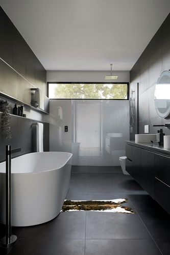 Amearea Faux Cowhide Rug 3.6x2.3 Feet, Premium Durable Cow Print Rugs for Living Room, Animal Large Cow Hide Rug for Bedroom, Kids Room, Dining Western Decor Carpets, Dark Brown in Black Modern Bathroom