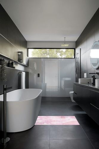 Safavieh Disney Princess Collection Machine Washable Slip Resistant 2'3" x 3'9" Pink/Purple DSN507U Kids Bedroom Nursery Playroom Area Rug in Black Modern Bathroom