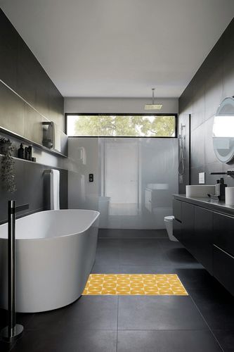 Nourison DWS03 Harper Area Rug, 2'2" X3'9, YELLOW in Black Modern Bathroom