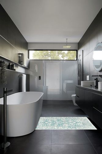 Juvale Vintage Area Rug in Black Modern Bathroom