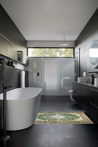 NATOLIA DECOR Area Rug in Black Modern Bathroom