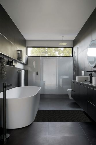 Black Casual Stain Resistant, Non Slip Bedroom, Living Room, Home Office, Dining Room Area Rug in Black Modern Bathroom