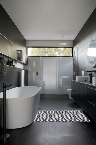 Aztec - Black & White   Porch in Black Modern Bathroom