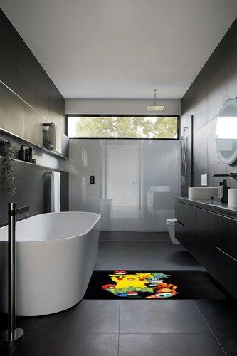 Anime Rug, Large Floor Rugs for Boys Girls Bedroom Room Decor,Washable Non-Slip Stain Resistant Carpet,for Nursery Backyard Decor 3X5Ft in Black Modern Bathroom