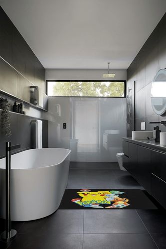 Cute Area Rugs,Large Carpet Non-Slip Washable Floor Rug, Stain Resistant Living Room Bedroom Area Rug,for Living Room Bedroom Backyard Dorm Home Decor 3ftX5ft in Black Modern Bathroom