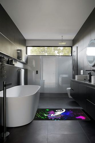 Sevchde Cartoon Rug - 60x39inch Cute Printed Area Rug, Kids Play Rugs Mats Decoration Non Slip Floor Mat for Living Room Bedroom Home Decor in Black Modern Bathroom