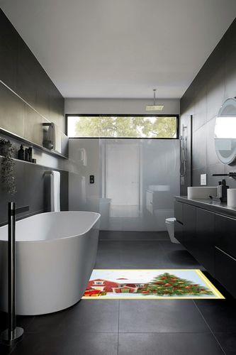 Area Rug, Xmas Tree Snowflakes Red Barn Christmas Rug, 2x3 Feet Rugs for Living Room Bedroom Kids Room Kids Room Nursery Classroom, Non-Slip Comrft Carpet Washable Rug in Black Modern Bathroom