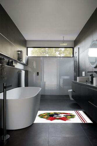 Area Rug, Bow Wreath Colorful Balls Cow Christmas Rug, 2x3 Feet Rugs for Living Room Bedroom Kids Room Kids Room Nursery Classroom, Non-Slip Comrft Carpet Washable Rug in Black Modern Bathroom