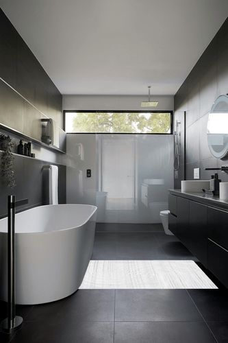 Safavieh South Hampton Collection Accent Rug - 3' x 5', Grey, Handmade Mid-Century Modern Abstract, Ideal for High Traffic Areas in Entryway, Living Room, Bedroom (SHA301F) in Black Modern Bathroom