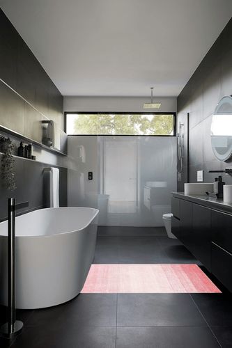 Wonnitar Washable 3x5 Area Rug,Pink Rugs for Girls Bedroom,Contemporary Ombre Nursery Soft Mat for Baby Girl,Modern Non-Skid Faux Wool Indoor Carpet for Bathroom Dorm Bedside in Black Modern Bathroom