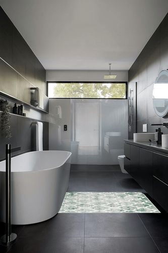 Lahome Moroccan Washable Bedroom Rug - 3 x 5 Rugs for Living Room Ultra-Thin Geometric Trellis Green Rug for Entryway Modern Non-Slip Small Carpet for Bathroom Laundry Kitchen Office,3'x 5' in Black Modern Bathroom