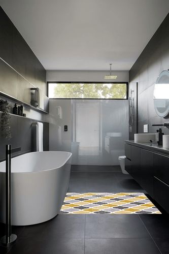 Area Rug, Moroccan Geometric Yellow Grey Rug, Plush Living Room Rugs, Area Rugs for Living Room Decor Bedroom Decor, Rugs for Living Room, Carpet 2'7" x 5ft Rugs for Bedroom in Black Modern Bathroom