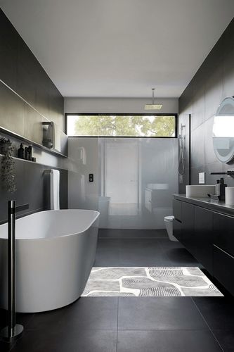 ODIKA Soft 3x5 Area Rug, Anti Slip, Washable, Pet Friendly, Faux Cashmere Modern Carpet for Living Room Bedroom (Gray, 3x5 ft) in Black Modern Bathroom