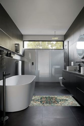 Lahome Boho Medallion Area Rug - 3x5 Washable Rugs for Entryway Soft Rug for Bedroom Non Slip Kitchen Sink Mat, Bohemian Turkish Printed Pet Friendly Indoor Carpet for Living Bathroom Vanity, Teal in Black Modern Bathroom