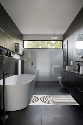 nuLOOM Sena Modern Rainbow Accent Rug, 3x5, Light Grey in Black Modern Bathroom