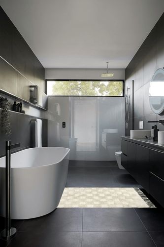 Lahome Boho Living Room Rug, 3x5 Checkered Bathroom Entryway Rug Farmhouse Washable Kitchen Rug with Tassels, Non-Shedding Beige Throw Rug Tufted Woven Rug for Bedroom Dressing Room Office in Black Modern Bathroom