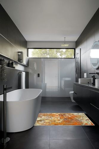 Lahome Modern Abstract Area Rug - 3x5 Soft Rugs for Bedroom Washable Living Room Entryway Rug, Contemporary Non Slip Indoor Accent Carpet for Nursery Office Kitchen Bathroom, Yellow/Gold/Cream in Black Modern Bathroom