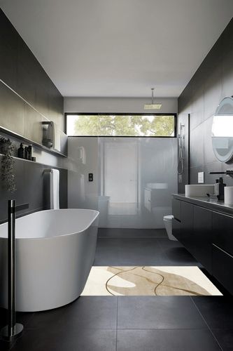 FINOREN Artistic Abstract Area Rug.Brown,3x5 Feet,Suitable for Bedroom,Living Room,Apartment,Machine Washable Non-Slip Soft Modern Interior Rug,Smudge-Proof,Non-Shedding. in Black Modern Bathroom