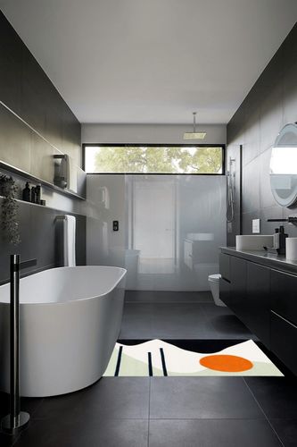 Safavieh Rodeo Drive Collection Accent Rug - 3' x 5', Green & Black, Handmade Mid-Century Modern Abstract Wool, Ideal for High Traffic Areas in Entryway, Living Room, Bedroom (RD883Y) in Black Modern Bathroom