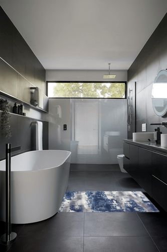 BEIMO Area Rugs for Living Room 3x5 Large Modern Machine Washable Rugs Distressed Abstract Print Blue Throw Rug for Bedroom Aesthetic, Non Slip Carpet with Gripper in Black Modern Bathroom