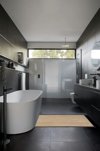 nuLOOM Elijah Farmhouse Seagrass Area Rug, 3' x 5', Black in Black Modern Bathroom