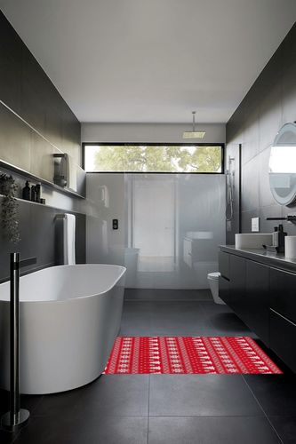 GAOMON Rugs for Living Room Christmas Room Decor Red Rug Washable Rugs Non Slip Carpet 3x5 Rug Bohemian Rug Floor Mat Low Pile Rugs for Bedroom Nursery Classroom Rugs 3'x5' Red in Black Modern Bathroom