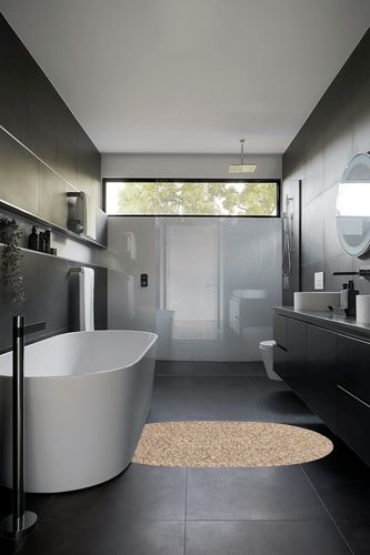 Super Area Rugs Rustic Farmhouse Living Indoor/Outdoor Reversible Braided Rug - Made in USA - Beige Mix 3' X 5' Oval in Black Modern Bathroom