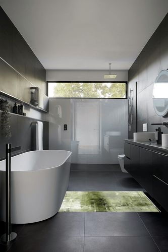 Sage Green Area Rug for Living Room, Rectangular Indoor Carpet - 2'7" x 5', Oil Painting Texture Ombre Abstract Art Non-Skid Bathroom Mat Kitchen Runner Rugs for Bedroom in Black Modern Bathroom