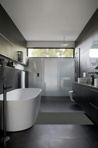 Garland Rug Town Square 3-Feet by 5-Feet Area Rug Cinder Gray in Black Modern Bathroom