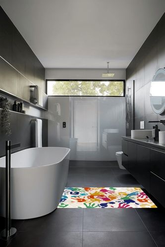 STARUIA Handprints and Footprints Kids Rug for Playroom,3'x 5' Washable Colorful Nursery Rug for Boys and Girls Room,Ultra Soft Non-Slip Carpet Indoor Mat for Classroom Bedroom in Black Modern Bathroom