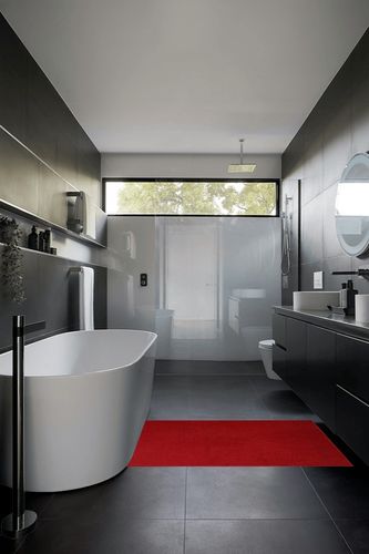Bright House Solid Color Area Rug Red - 3' x 5' A-DC4 in Black Modern Bathroom