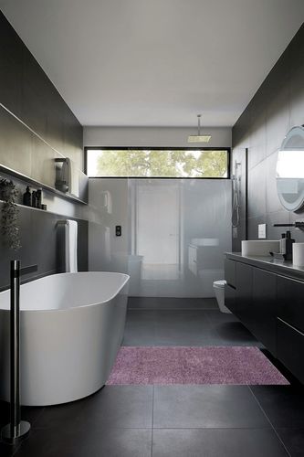 SAFAVIEH Laguna Shag Collection Accent Rug - 3' x 5', Purple, Solid Design, Non-Shedding & Easy Care, 2-inch Thick Ideal for High Traffic Areas in Entryway, Living Room, Bedroom (SGL303P) in Black Modern Bathroom