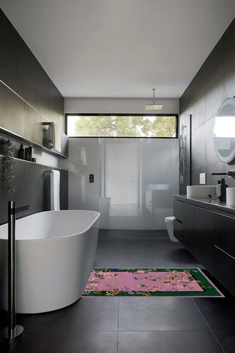 SAFAVIEH Metro Collection Area Rug - 3' x 5', Purple & Green, Floral Design, Handmade Wool, Ideal for The Living Room, Bedroom, Dining Room (MET725V-3) in Black Modern Bathroom