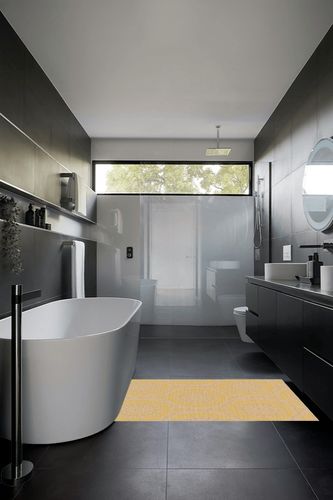 Unique Loom Outdoor Botanical Collection Area Rug - Medallion (3' 3" x 5' 3" Rectangle, Yellow/ Beige) in Black Modern Bathroom