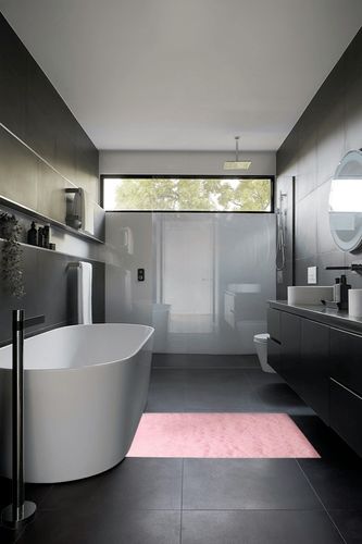 Scceatti Area Rug Rugs 4x2.5 Feet Washable Tufted Non Slip Living Room Rug Carpet Big AbstractDorm Rug Rugs for Bedroom Fluffy Shaggy Bedside Floor Dorm Area Rug Non Slip Room Carpet,Pink in Black Modern Bathroom