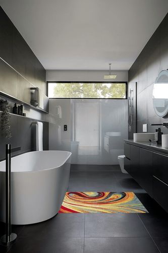 Home Dynamix Adja Modern Area Rug, Splash (3'3" x 4'3") in Black Modern Bathroom