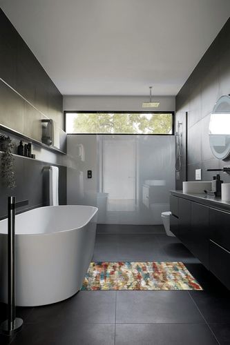 Brumlow Mills Rustic Abstract Bohemian Contemporary Colorful Print Pattern Area Rug for Living Room Decor, Dining, Kitchen , Bedroom or Entryway, 30" x 46", Earthtones in Black Modern Bathroom