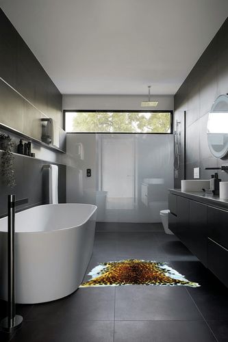 Gracefur Area Rug Tiger and Leopard Skin Printed Decor Rugs Super Soft Real Australia Sheepskin Carpet for Living Room, Bed Room, Sofa and so on 1 pelt (Leopard) in Black Modern Bathroom