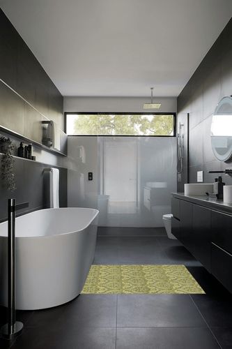 Addison Rugs Chantille ACN572 Green 2'6" x 3'10 Indoor Outdoor Area Rug, Stain Resistant, Machine Washable, Non Shedding, Bedroom, Living Room, Dining Room, Kitchen Rug in Black Modern Bathroom