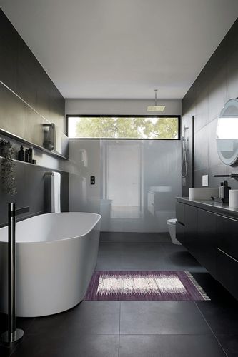 SAFAVIEH Montauk Collection Accent Rug - 2'6" x 4', Ivory & Purple, Handmade Stripe Fringe Cotton, Ideal for High Traffic Areas in Entryway, Living Room, Bedroom (MTK711M) in Black Modern Bathroom