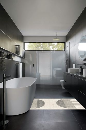 Artistic Weavers Penrod Modern Geometric Runner Area Rug,2'7" x 7'3",Black/Ivory in Black Modern Bathroom