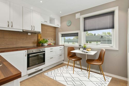 Elle Geometric Cream Area Rug BALTA Rugs Rug Size: Rectangle 4'4" x 6' in Wood and White Small Kitchen