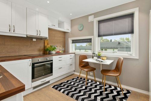 Premiumcowhide New Cowhide Rug Leather. Animal Skin Patchwork Area Carpet (4 x 6) in Wood and White Small Kitchen