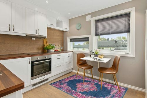 HomeRoots 4' X 6' Blue Power Loom Area Rug in Wood and White Small Kitchen